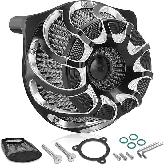 High Flow Air Cleaner Intake Filter System Kit Air Filters Cover Drift Style for Harley Touring 2008-2016 Softail '16-'17 FLSTNSE '14-'15 FLSTSE 2011-2012 FXSBSE 2013-2014 Dyna FXDLS 2017