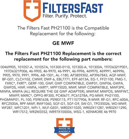 Filters Fast PH21100 Compatible Replacement for GE MWF Carbon Water Filter Cartridge for Fridge Refrigerator Water Dispenser