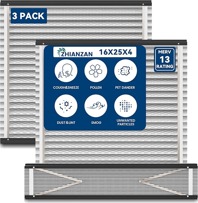 413 Replacement Filter Compatible with April-Aire Whole House Air Purifiers Model 1410, 1610, 2410, 2416, 3410, 4400,16x25x4 MERV 13 Pleated HVAC AC Furnace Filter,3 Pack