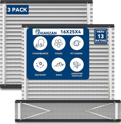 413 Replacement Filter Compatible with April-Aire Whole House Air Purifiers Model 1410, 1610, 2410, 2416, 3410, 4400,16x25x4 MERV 13 Pleated HVAC AC Furnace Filter,3 Pack