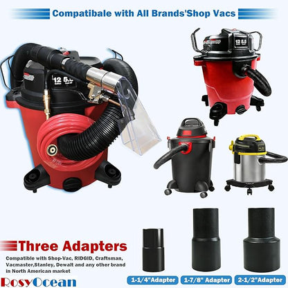 Universal Compatible with Any Brand Shop Vac Extractor Attachment with 2-1/2" & 1-7/8" & 1-1/4" Adapter Auto Detailing Vacuum Head Extraction Accessories for Upholstery & Carpet Cleaning