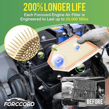 2-Pack Engine Air Filter Fits for BMW F25 F26 Series X3 2011-2017, X4 2015-2018, 2.0L 3.0L Air Filter Replacement CA11422 13717601868 Car Accessories