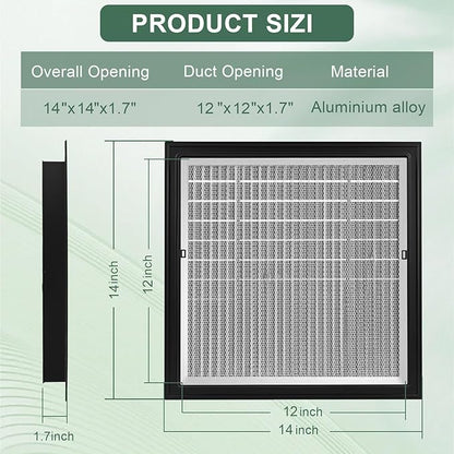 2-Pack 14"x14" Gable Vent - Premium Aluminum，Shed Vents with Screen, Ideal for Gables, Wall, and Attics - Vent Opening 12"x12" - Boost Ventilation and Guard Against Moisture