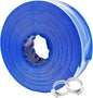 Poolvio 1-1/2" x 100' Professional Blue Backwash Hose with Clamps, General Purpose Reinforced PVC Lay-Flat Water Discharge Hose,for Use While Back-Washing Filters and Draining Pools