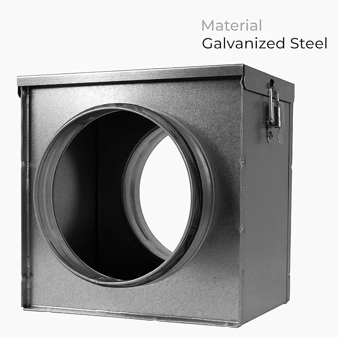 8 Inch Filter Box - Inline Duct Filter for Round Duct - Galvanized Steel Air Filter with EPDM Rubber Seal Gaskets - Intake Filter Ventilation - Ducting Filtration System for Home Improvement