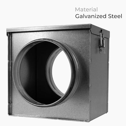 8 Inch Filter Box - Inline Duct Filter for Round Duct - Galvanized Steel Air Filter with EPDM Rubber Seal Gaskets - Intake Filter Ventilation - Ducting Filtration System for Home Improvement