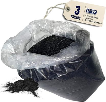 IPW Industries Bulk Activated Carbon - Coconut Shell Granular Activated Charcoal (GAC) for Water Filtration - Replacement Media for Pre and Post Carbon Water Filters (3 lbs)