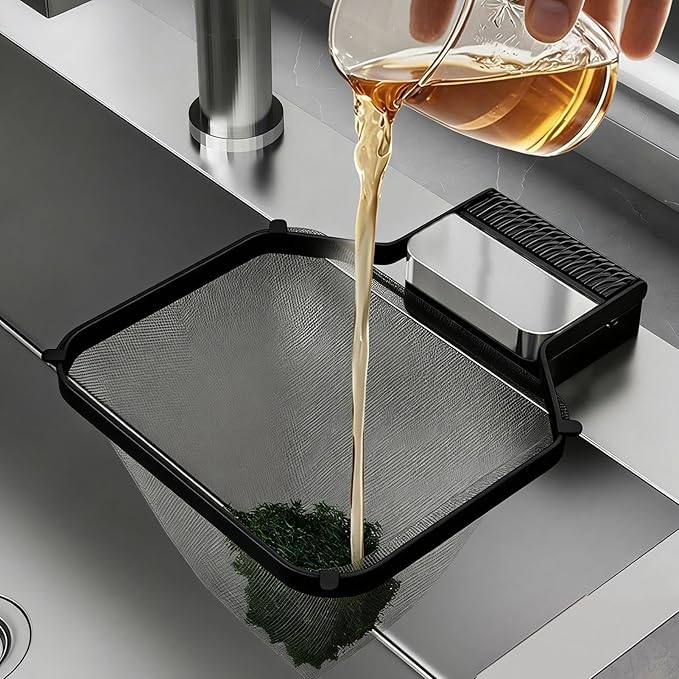 Sink Food Strainer, Suction Cup Drain Basket, Easy Filter with Mesh Bags, Practical Kitchen Waste Tool, Minimal Foldable Design, Scrap Catcher for Disposal