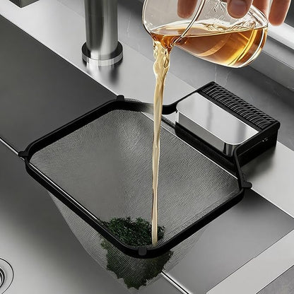 Sink Food Strainer, Suction Cup Drain Basket, Easy Filter with Mesh Bags, Practical Kitchen Waste Tool, Minimal Foldable Design, Scrap Catcher for Disposal