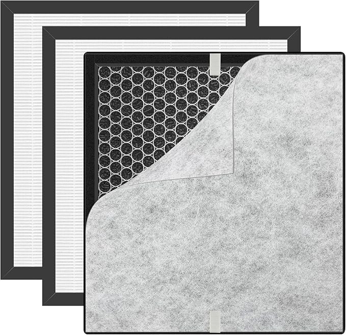 PR1 Air Filter Replacement 3-Pack: Compatible with MOOKA PR1 Air Purifier,3-in-1 Filter for Dust, Odors, Smoke