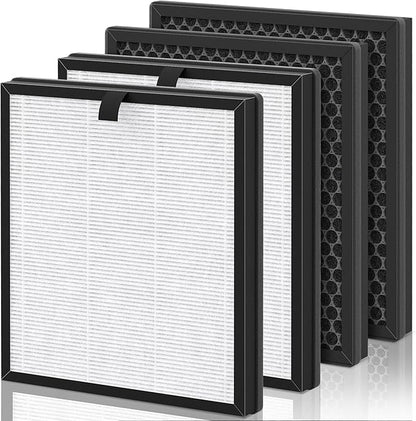 AP303 AP304 Replacement Filters, Compatible with DAYETTE ＆ FRESHDEW Air Purifier AP303/AP304, H14 HEPA Filter with Activated Carbon, 4 Pack (Original Filter)