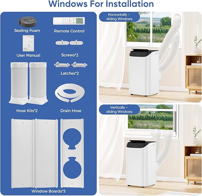16,000 BTU Inverter Portable Air Conditioner with Remote, Free Stand Cooling Portable AC Unit for Room up to 800 sq.ft, with Dehumidifier & Fan,Dual Hose,Windows Kit,Quiet Sleep Mode(45dB)