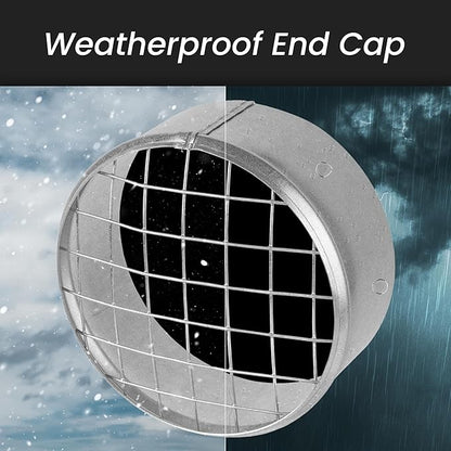 Repa Market Ø4 Inch Duct Cover – Galvanized Steel Round Duct Cap with Mesh Screen – HVAC Exhaust or Intake Vent – Exterior Pipe Air Outlet – Spiral Ventilation Ducting Metal End Plug
