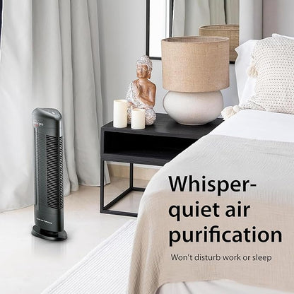 Ionic Pro Turbo (TA550) Ionic Air Purifier Tower for Home, Quiet Ionic Filterless Design, Covers Up to 500 Sq. Ft., Removes Odors, Smoke, Dust, and Allergens – Black