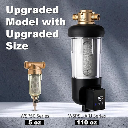 iSpring WSP100SL-ARJ, NSF Certified, Whole House Spin Down Sediment Water Filter Includes Siliphos Helps Prevent Scale and Corrosion, Clear Housing, Upgraded Jumbo Size With Touch-Screen Auto Flushing