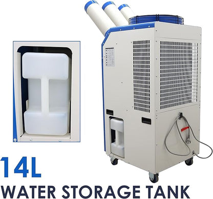 Portable Air Conditioner 22,178 BTU Industrial Spot Cooler Air Conditioner 910m³/h Mobile Outdoor Indoor Cooling Aircon with Three Column 220V 2400W