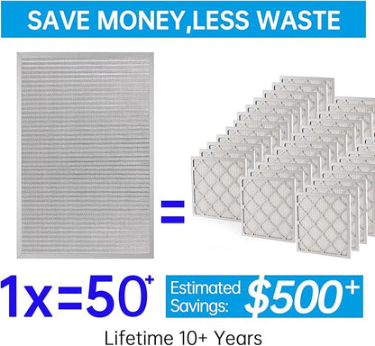 UBeesize 20x30x1 Reusable Electrostatic Air Filter HVAC AC Furnace Filter,MERV 8,Washable, Lasts a Lifetime,Permanent Air Filter,Breathe Fresher,Home And Office(Actual Size:19.5x29.65x0.82 Inch)