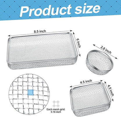 TOODOO 4 Pack RV Furnace Vent Cover, RV Flying Insect Screen for RV Water Heater Vent Cover (8.5 x 6 Inch)(4.5 x 4.5 Inch) (2.8 Inch) Stainless Steel Mesh with Installation Tool
