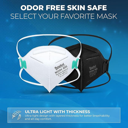 N95 Masks for Adults - NIOSH-Approved Individually Wrapped Reusable N95 Face Masks- 95% Filtration for Easy Breathing