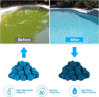 Askyli 3.1 lbs Pool Filter Balls for Sand Filter, Reusable Pool Sand Filter Balls, Efficient Blue Filter Media Balls, Suitable for All Sand Filter System (Equals 100lbs Pool Filter Sand)