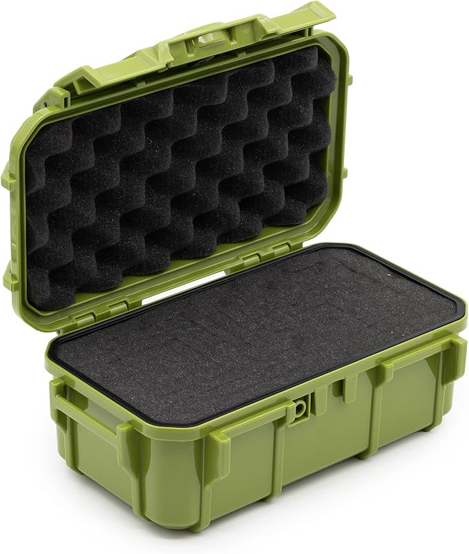Evergreen 57 Waterproof Dry Box Protective Case with Pick & Pluck Foam - Travel Safe/Mil Spec/USA Made - for Cameras, Phones, Hiking, Boating, Water Sports, Action Cams (Green)
