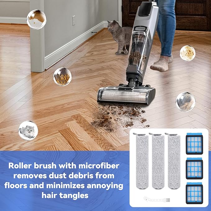 3882 Roller Brush Filter Replacement Part Compatible with Bissell CrossWave OmniForce 3882/3883 /3967F/3970F,3 Brush Rollers,3 Heap Filter,1 Cleaning Brush Accessories Kit