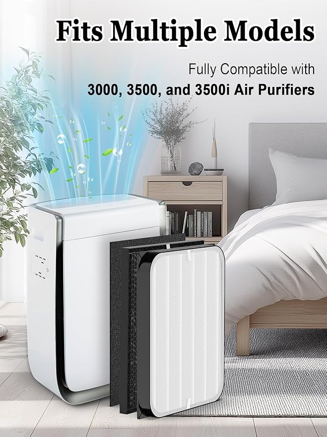 3500 Replacement Filters Compatible with Air Doctor 3000,3500,and 3500i Air Purifiers,Includes 1 High Efficiency Filter, 2 VOCs Filters, 4 Prefilters, Compare to Part # ADF3001 ADF3002 ADF3003