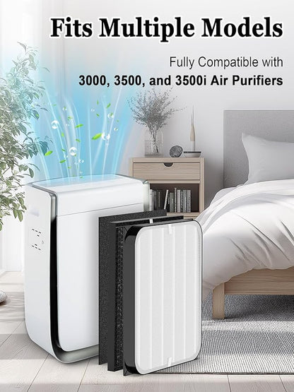 3500 Replacement Filters Compatible with Air Doctor 3000,3500,and 3500i Air Purifiers,Includes 1 High Efficiency Filter, 2 VOCs Filters, 4 Prefilters, Compare to Part # ADF3001 ADF3002 ADF3003