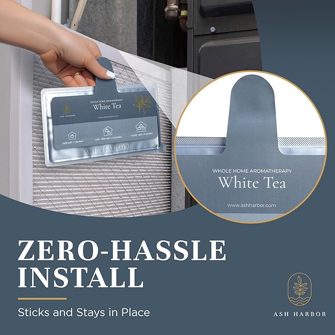 White Tea Whole Home Air Freshener System - Whole House Air Freshener for HVAC Filter - Scented Filters for Home - HVAC Duct Odor Eliminator - Filter Fresh 6 Pack by Ash Harbor