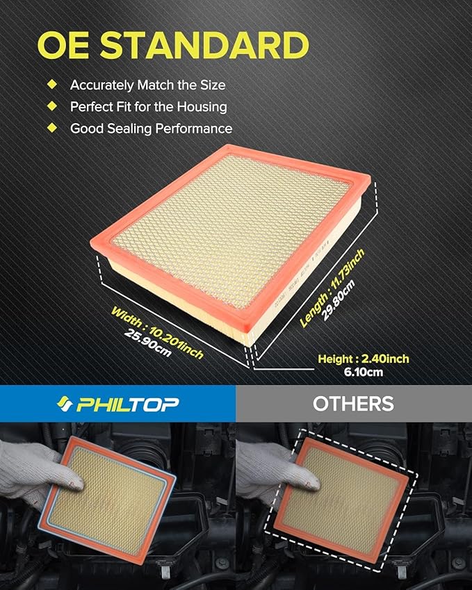 PHILTOP Engine Air Filter CA11895 Replacement for 2013-2022 Toyota (4.0L, 4-6L & 5.7L), Flexible Panel
