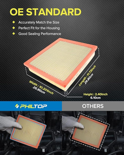 PHILTOP Engine Air Filter CA11895 Replacement for 2013-2022 Toyota (4.0L, 4-6L & 5.7L), Flexible Panel