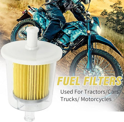 5 Pack 3/8" Universal Fuel Filters, Inline Gas Fuel Line for Industrial Tractors Cars Trucks Motorcycles Gas Powered Engine