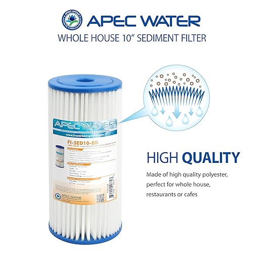 APEC Water Systems CB1-SED10-BB Whole House Sediment Water Filter 10" Home Filtration System