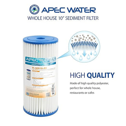 APEC Water Systems CB1-SED10-BB Whole House Sediment Water Filter 10" Home Filtration System