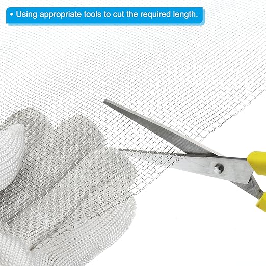 PATIKIL 40" L x 10" W Woven Wire Mesh, 12 Mesh 304 Stainless Steel Air Vent Filter Screen with Gloves for Window Security Vent Cover Filtration Animals Fence