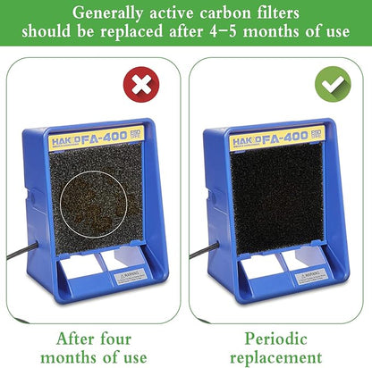 10 Pack Smoke Fume Absorber Filter, Activated Carbon Solder Fume Extractor Filters Solder Extractor Filter for Hakko/Xytronic/Aoyue Smoke Absorber (5 1/8” 5 1/8” 3/8”)