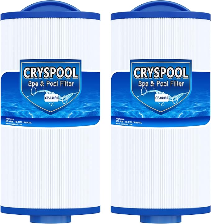 Cryspool® 04060 Spa Filter Compatible with PMA-R3/268548 with Closed Handle, 4CH-935, PWW35L, FC-0170, X268554, X268535, 817-4035, 35 Sq. Ft Hot Tub Filter Cartridge, 2 Pack