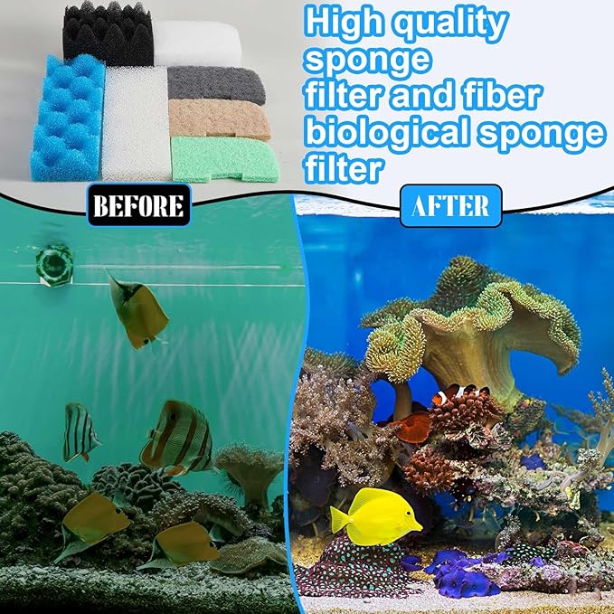 74 Pcs Filter Media Compatible with Fluval 306/307, Aquarium Replacement Media Kit, Foam, Activated Carbon, Nitrite/Phosphate/Ammonia Remover, Towel, Grease, Mesh Bags