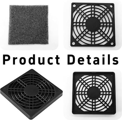 6Pcs 80mm Cooling Fan Filter, Plastic Dustproof Mesh Cover for PC Computer Case, Effective Dust Protection, Easy Installation, Reusable Filter Grill Black