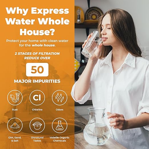 Rotek Water Systems Whole House Water Filtration System | 2-Stage Water Filter System | SED & KDF | Clean Drinking Water | Sediment & KDF Filter | Heavy Metal Reduction | 10 Inch