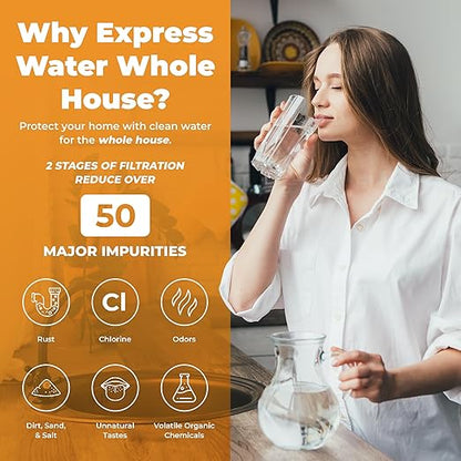 Rotek Water Systems Whole House Water Filtration System | 2-Stage Water Filter System | SED & KDF | Clean Drinking Water | Sediment & KDF Filter | Heavy Metal Reduction | 10 Inch