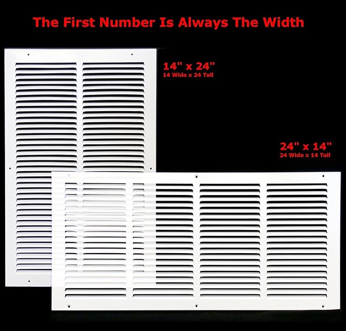 20" X 24" Return Air Filter Grille - Filter Included - Easy Plastic Tabs for Removable Face/Door - HVAC VENT DUCT COVER - White [Outer Dimensions: 22 5/8"w X 26 5/8"h]