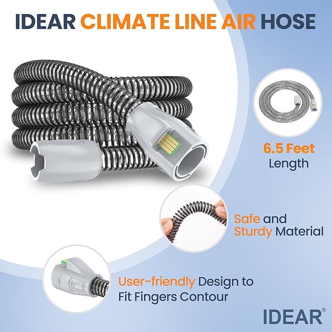 Improved Version Climate Line Air Hose & Water Chamber Compatible with Airsense 11 and Aircurve 11 Only, Comes with 52 PCS CPAP Filters - IDEAR Reusable CPAP Supplies Replacement Great-Value Bundle