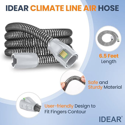 Improved Version Climate Line Air Hose & Water Chamber Compatible with Airsense 11 and Aircurve 11 Only, Comes with 52 PCS CPAP Filters - IDEAR Reusable CPAP Supplies Replacement Great-Value Bundle