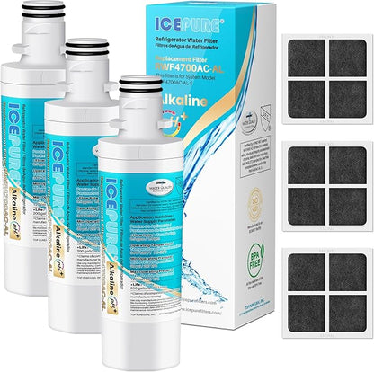 ICEPURE Alkaline LT1000PC Refrigerator Water Filter and Air Filter Replacement for LG LT1000P/PC/PCS, Kenmore 9980, ADQ74793501 ADQ74793502 ADQ747935 MDJ6484460 LT1000, Enhances PH, 3 Combo