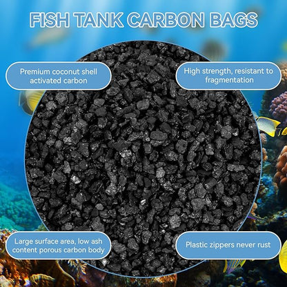 A1384 Activated Carbon Inserts for AquaClear 50 Filter, Aquariu Filter Replacement Media for Fluval up to 30-50 Gallons Aquariums, Fish Tank Activated Charcoal for Remove Odors, 6 Pack(80g/Bag)