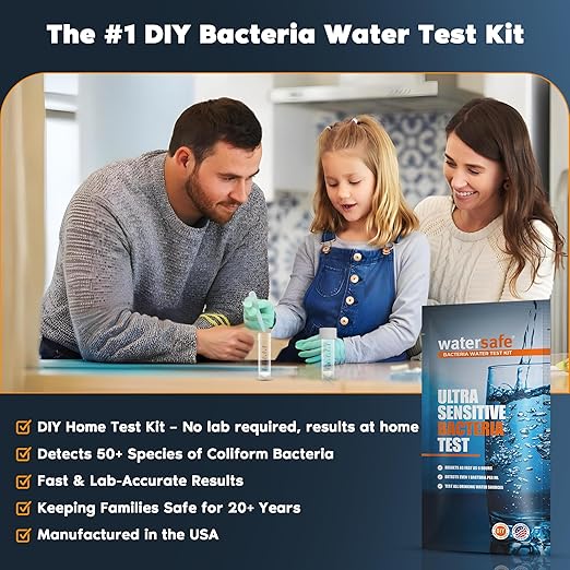 Watersafe® Bacteria Water Test Kit – USA-Made – Results as Fast as 6 Hours – Detects Coliform (Inc. E. coli) & Non-Coliform Bacteria in Drinking, Well & Tap Water – Lab-Quality Testing – 1 Pack