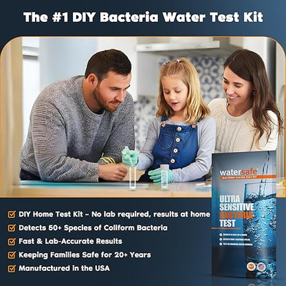 Watersafe® Bacteria Water Test Kit – USA-Made – Results as Fast as 6 Hours – Detects Coliform (Inc. E. coli) & Non-Coliform Bacteria in Drinking, Well & Tap Water – Lab-Quality Testing – 1 Pack