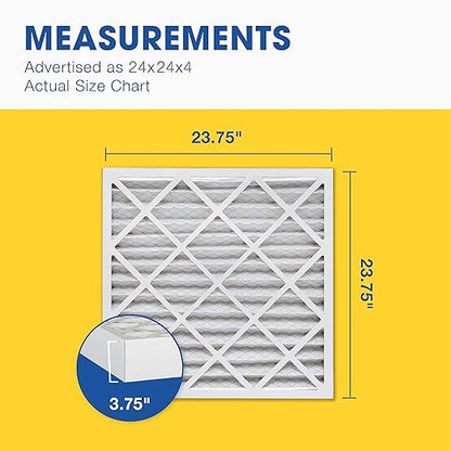 Aerostar 24x24x4 MERV 11 - 6 Count - Pleated HVAC, Furnace & Air Conditioner Filters - Removes Dust, Cold & Flu Germs, Lint, Mold, Pet Dander, Allergy-Causing Pollen, Smog & Smoke