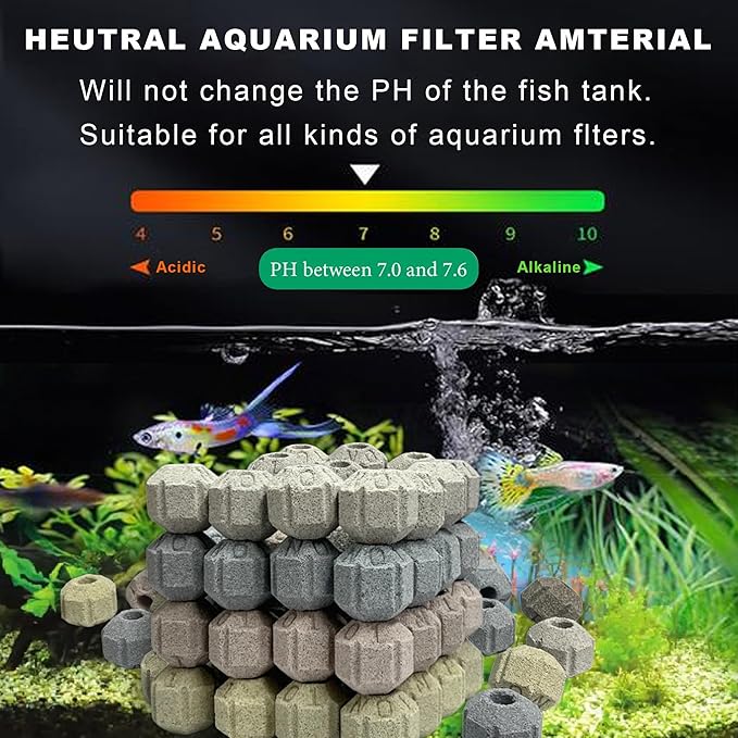 Fish Tank Bio Media - 1000g, 2.2lb Bio Balls for Aquarium Filter & Pond | Biological Filter Media for Freshwater | Nitrogen Removing Bio Spheres | Aquarium Ceramic Media,with Filter Media Bag